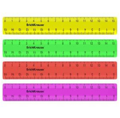 Lineāls 15cm neona krāsa ErichKrause