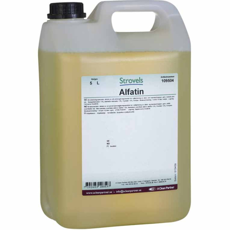 Tīrīšanas līdzeklis visām koka virsmām, ALFATIN, Ph-9.5, (5L)