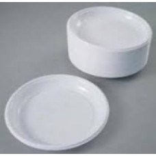 Plastmasas šķīvji ø17cm, balti, PS, iepakojumā 100gab.