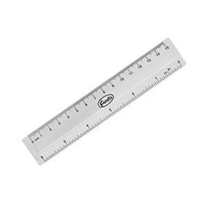 Lineāls 15cm caurspīdīgs DE