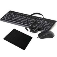 Komplēkts 4in1 tastatūra/pele/austiņas/paliktnis