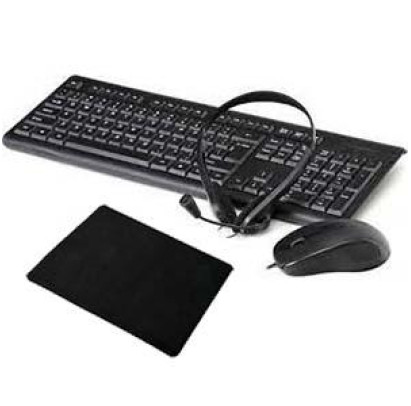 Komplēkts 4in1 tastatūra/pele/austiņas/paliktnis