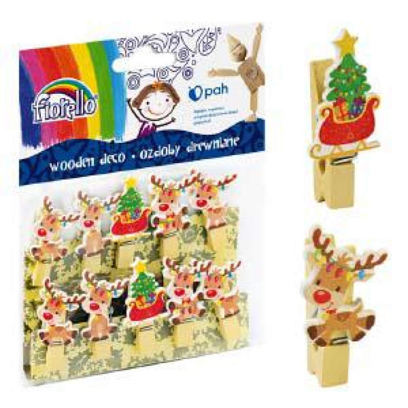 Dekors Ziemassvētku 44x23 mm knaģis koka 10gab.