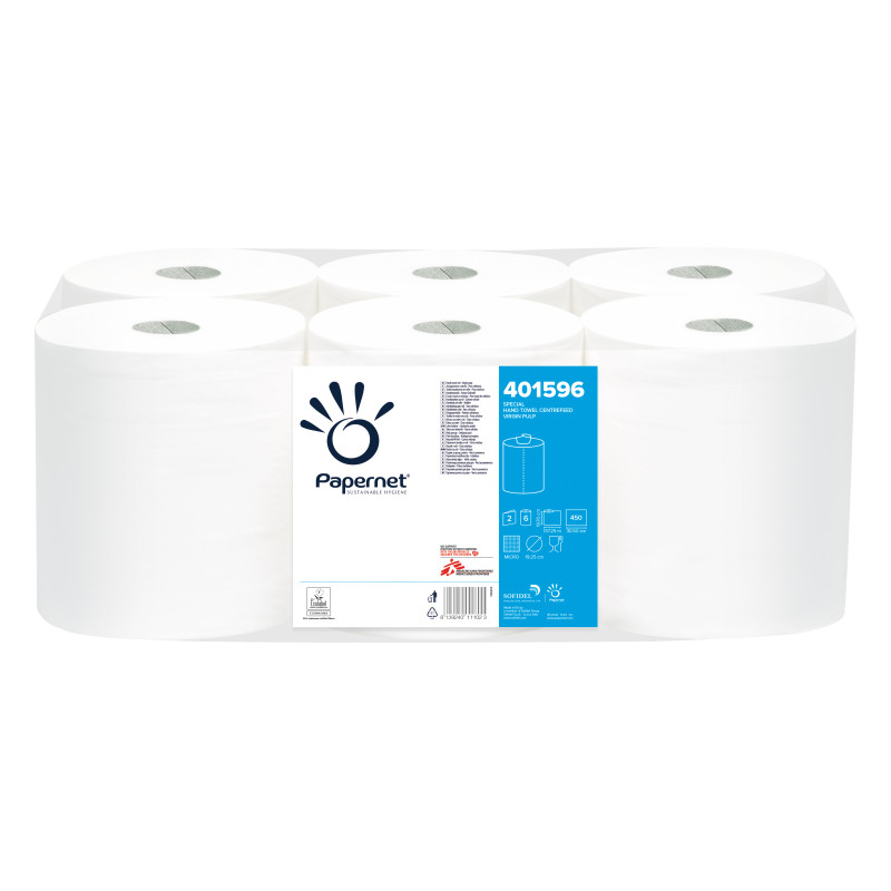 Roku dvielis, rullis, cell, 2-kārt, 450 lok, 137m, d.19x20cm, 18g/m2, ACTION 450