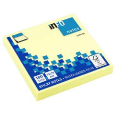 Līmlapiņas INFO 75x75mm dzeltenas 100 lapas