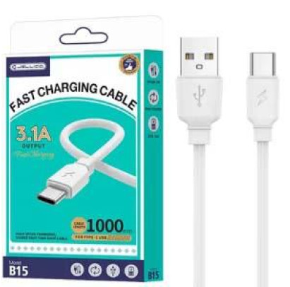 Kabelis USB-USB-C 1m. 3.1A balts Jellico