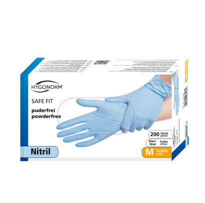 Nitrila cimdi SAFE FIT, bez pūdera, zili, XL izmērs, 24cm, 200gab