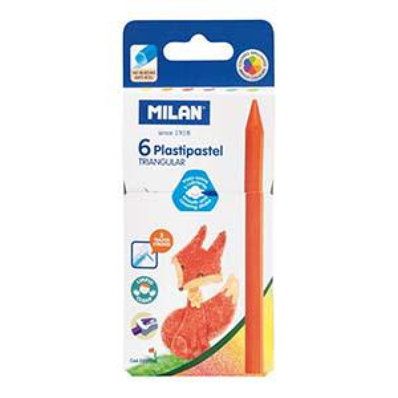 Krītiņi vaska 6 krāsas trīsstūraini 12cm