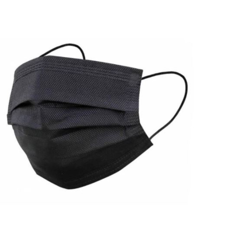 Sejas aizsargmaska FAMEX, vienreizlietojama, 3-slāņu, melna, PP, 50gab.