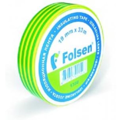 FOLSEN Izolācijas lente 15 mm x 10 m, dzeltenzaļa