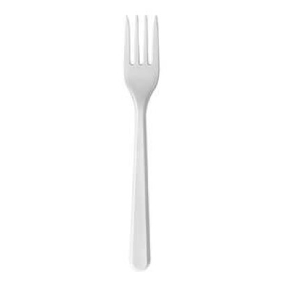 Dakšas 18 cm PP baltas daudzreizlietojamas, 50 gab