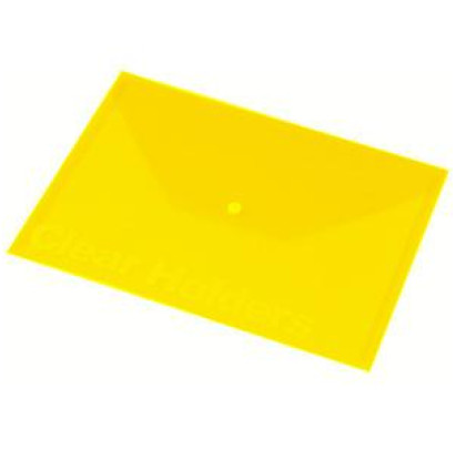 Mape ar pogu A4 Focus, Panta Plast, caurspīdīgi dzeltens