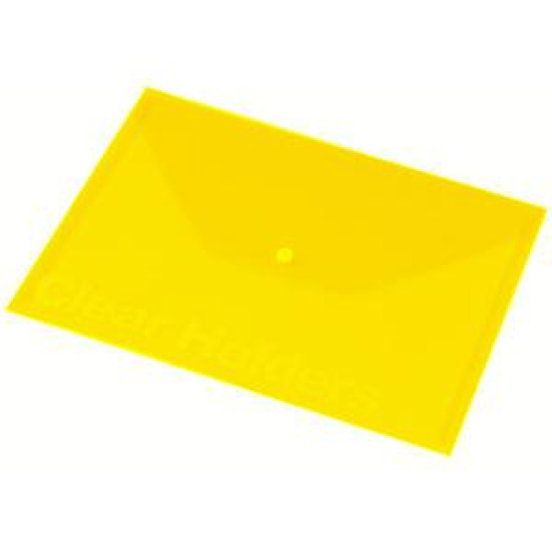 Mape ar pogu A4 Focus, Panta Plast, caurspīdīgi dzeltens