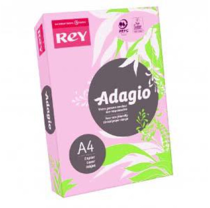 Krāsains papīrs A4, 160g/m2, 250 loksnes, rozā krāsa, REY Adagio