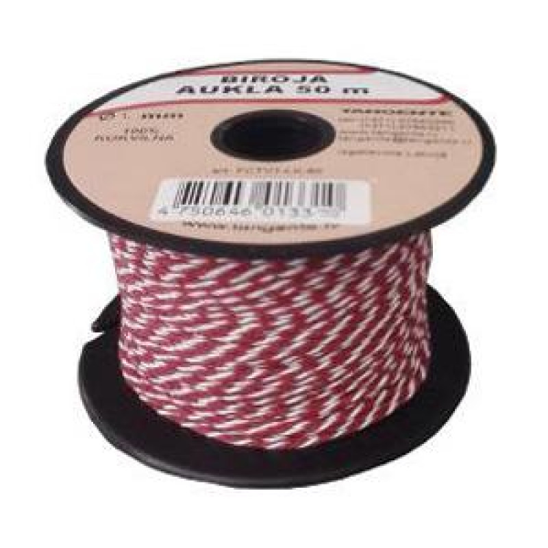 Aukla biroja 50m x 2mm sarkana-balta (Latvijas