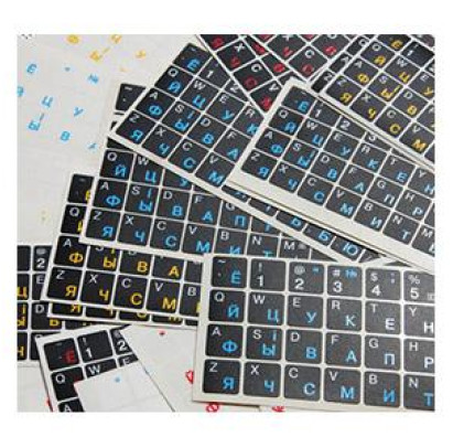 Uzlīmes tastatūrai RU balts uz caurspīdīga fona