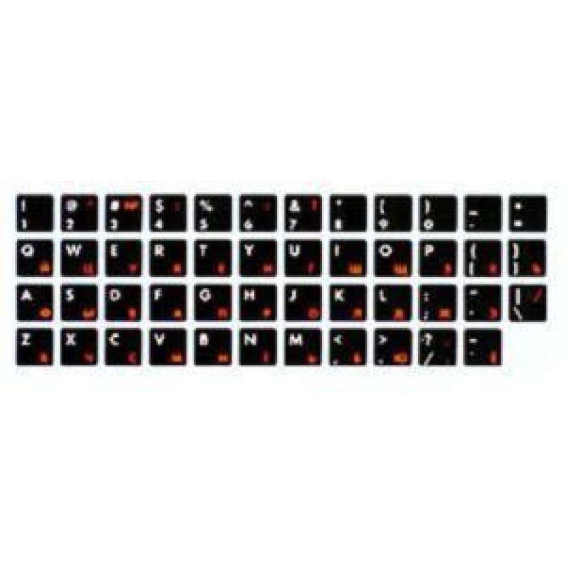 Uzlīmes tastatūrai ENG/RU balts/oranžs uz melna