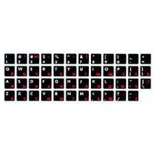 Uzlīmes tastatūrai ENG/RU balts/sarkans uz melna