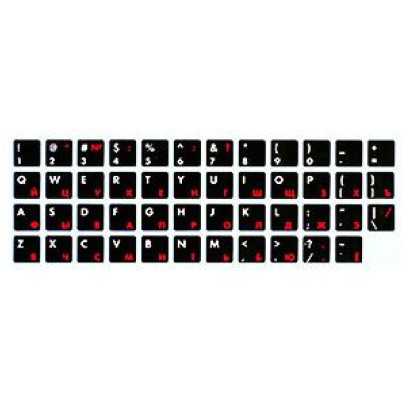 Uzlīmes tastatūrai ENG/RU balts/sarkans uz melna