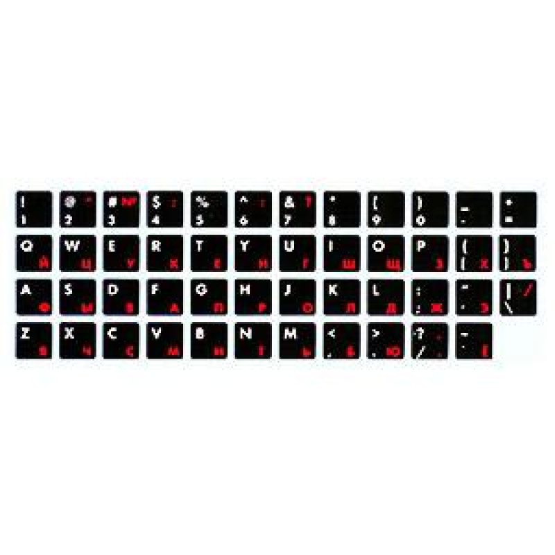 Uzlīmes tastatūrai ENG/RU balts/sarkans uz melna