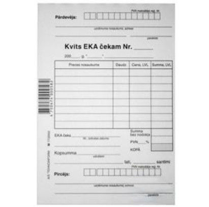 Kvīts EKA čekam A6 2-kārt./50 kompl.