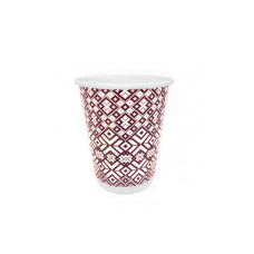 Papīra glāzes 2-sl. 360ml (12oz), "Tautas raksti 2", (25gab), (netto svars 0,41 kg)