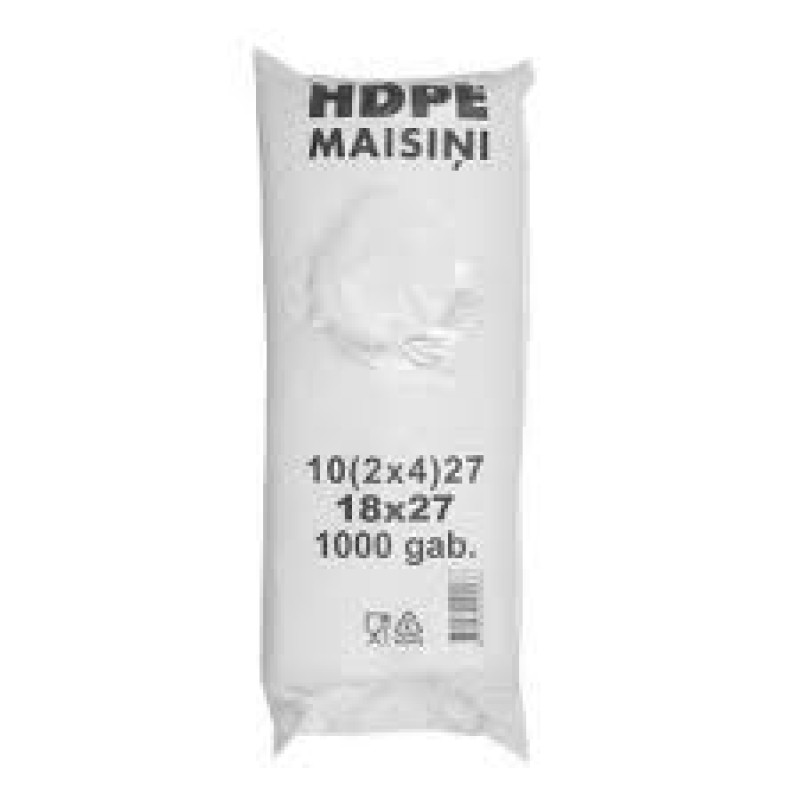 Iepakojuma maisi, 10+8 x 27cm, 7 mik, caurspīdīgi,  (0.6kg/1pac.), HDPE