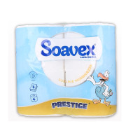 Tual. papīrs, stand, iep.4ruļļi x170 lok x12cm,20,4m, 3 kārt.16g/m2, SOAVEX PRESTIGE (9 ie