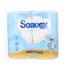 Tual. papīrs, stand, iep.4ruļļi x170 lok x12cm,20,4m, 3 kārt.16g/m2, SOAVEX PRESTIGE (9 ie
