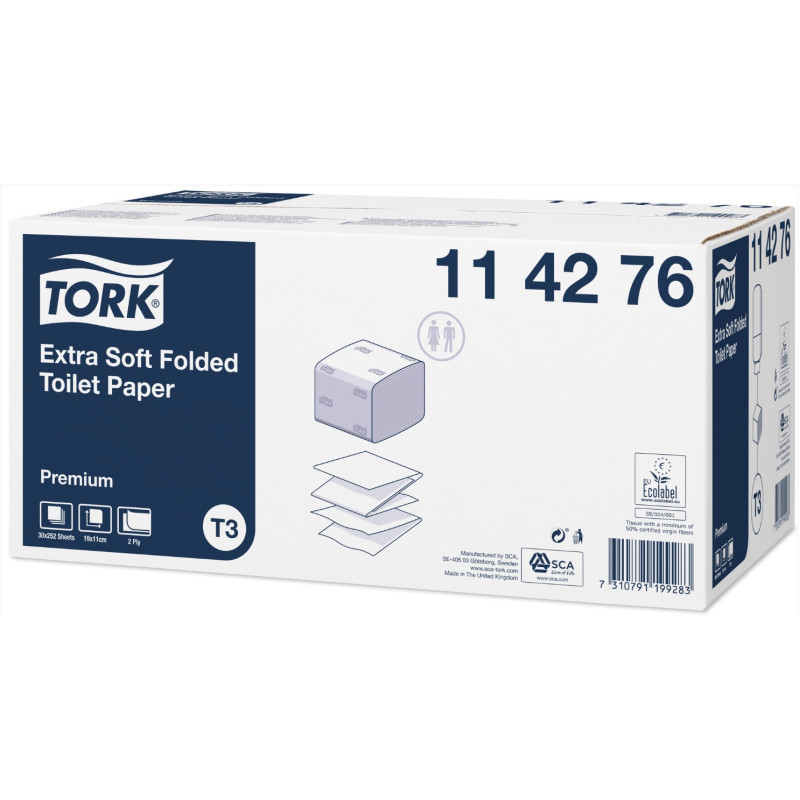 Tualetes papīrs TORK PREMIUM T3, 2-slāņu, 252 loksnes, 19x11cm