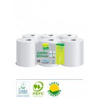 Tualetes papīrs ECOGREEN Jumbo ECO Mini, rullis, 2-slāņu, neperforēts, pārstrādātā celuloz