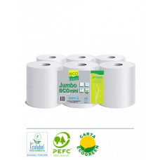 Tualetes papīrs ECOGREEN Jumbo ECO Mini, rullis, 2-slāņu, neperforēts, pārstrādātā celuloz
