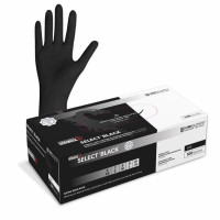 Lateksa cimdi SELECT BLACK EXTRA LONG, bez pūdera, S izmērs, 100gab