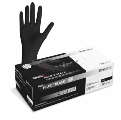 Lateksa cimdi SELECT BLACK EXTRA LONG, bez pūdera, S izmērs, 100gab