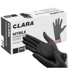 Nitrila cimdi CLARA, bez pūdera, melni, S izmērs, 100gab