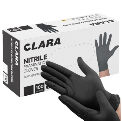 Nitrila cimdi CLARA, bez pūdera, melni, M izmērs, 100gab