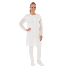 Vienreizlietojams halāts ar velcro, balts, PP, XL izmērs, 110x130cm, 10gab
