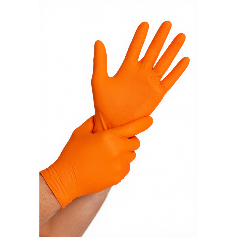 Nitrila cimdi HIGH GRIP, oranžas, XL izmērs, 100gab