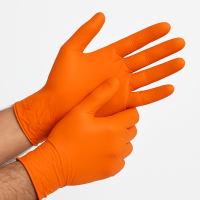 Nitrila cimdi POWER GRIP, oranžas, XXL izmērs, 50gab