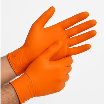 Nitrila cimdi POWER GRIP, oranži, XXL izmērs, 50gab