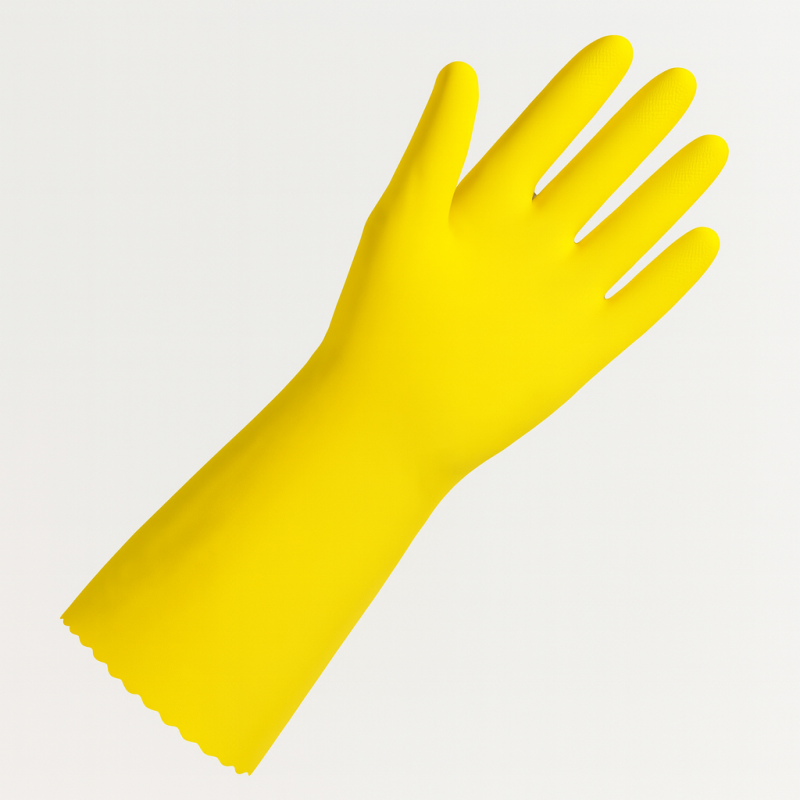 Gumijas cimdi ar kokvilnu MULTI PURPOSE, dzeltenie, 400mik, S izmērs, 30cm, pāris