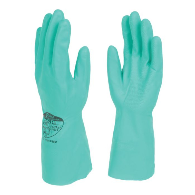 Nitrila cimdi industriālie SHIELD, zaļi, L izmērs, 30cm, 1 pāris