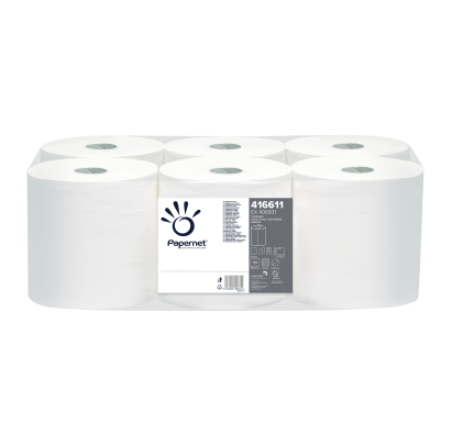 Roku dvielis STANDARD WHITE, rullis, 1-slāņa, 750 loksnes (36,5x20cm), 274m, ø 20cm,21g/m2