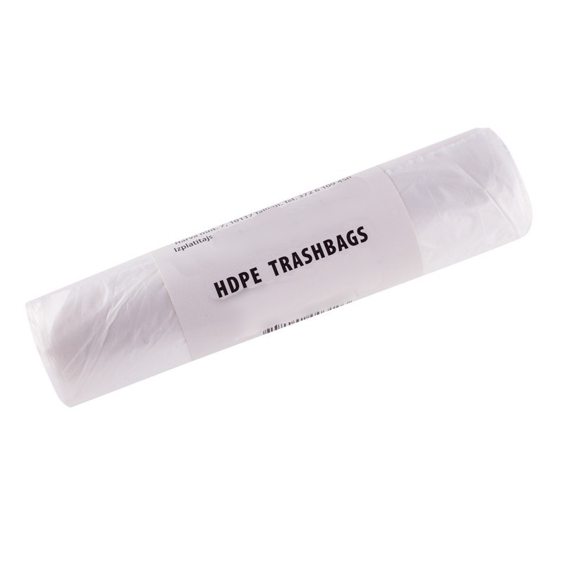 Atkritumu maisi 5L, 34x40 cm, balti, 8mikr, HDPE, 20gab/rullī, 500 rul/kastē