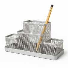 Metala galda organizators, sudraba krāsā