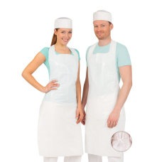 Vienreizlietojamais priekšauts HYGOSTAR, 110x70cm, LDPE, 25my, balts, 100gab., (10iep/kast