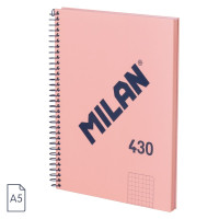 Klade A5, 80 lapas, rūtiņu ar spirāli, 95 gr. 430 Pink, MILAN