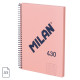 Klade A5, 80 lapas, rūtiņu ar spirāli, 95 gr. 430 Pink, MILAN