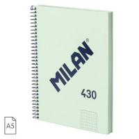 Klade A5, 80 lapas, rūtiņu ar spirāli, 95 gr. 430 Green, MILAN