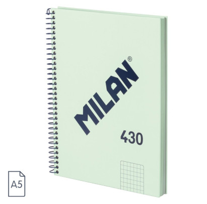 Klade A5, 80 lapas, rūtiņu ar spirāli, 95 gr. 430 Green, MILAN
